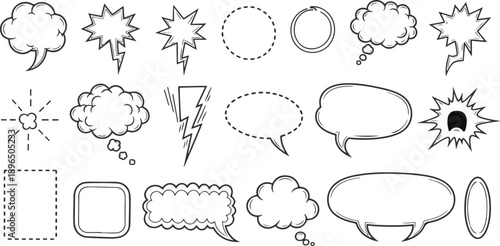 Collection of comic book speech and thought bubbles