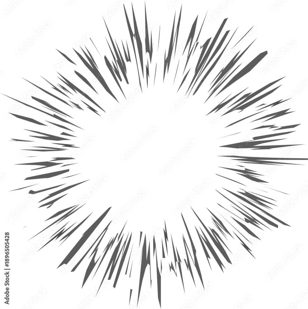Obraz premium Comic speed lines effect. Cartoon manga book radial burst. Action graphic of bomb explosion with energy rays and sparks. Anime blast boom end roar abstract stripes
