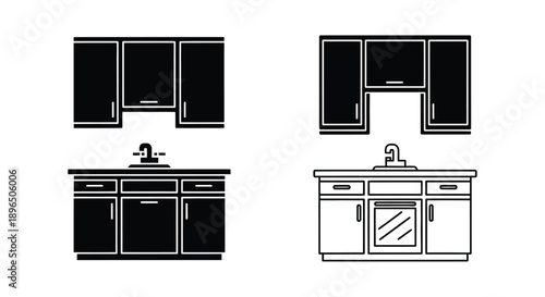 Kitchen cabinet and sink designs minimalist black silhouette