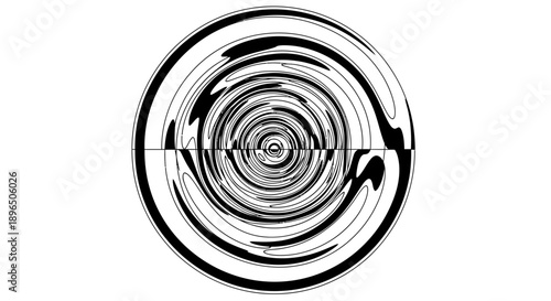 Abstract circular swirl vortex pattern design on isolated white background