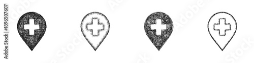 Sketch Medical Location Pin logo design set