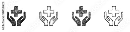 Sketch Hands Forming Cross logo design set