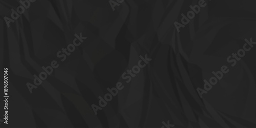 Crumpled paper Blank black crumpled and creased paper poster. Isolated light grungy wrinkled torn old paper material abstract texture background.