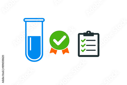 Quality assurance in laboratory testing with test tube and checklists in a modern laboratory setting during daytime