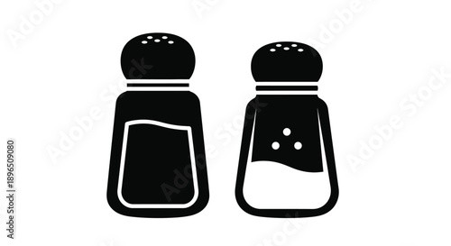 Simple black salt and pepper shakers displayed as a silhouette