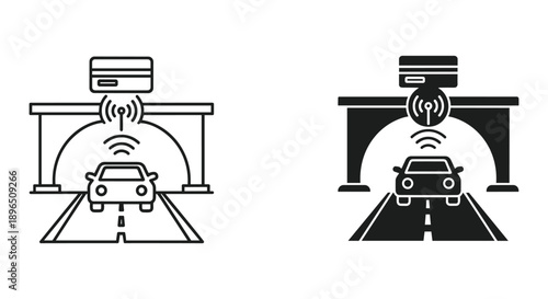 Car Passing Through Toll Booth with Wireless Payment System