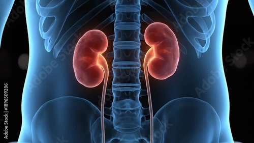 Kidney, Skeleton, and Urinary Tract Anatomy X-Ray View