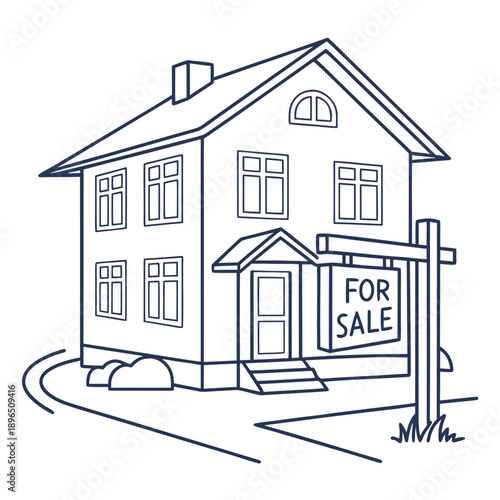 House for sale with real estate sign in front yard