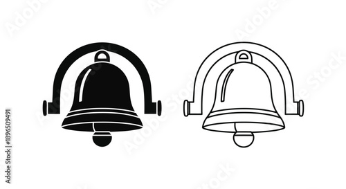 Two bell icons one solid and one outlined in a minimalist silhouette
