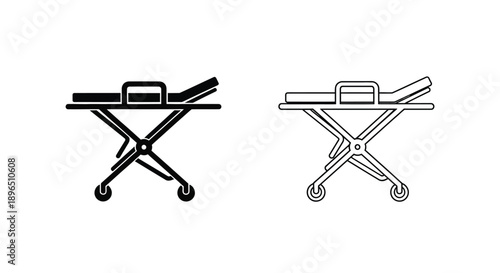 Two hospital stretchers one in solid black a distinct silhouette