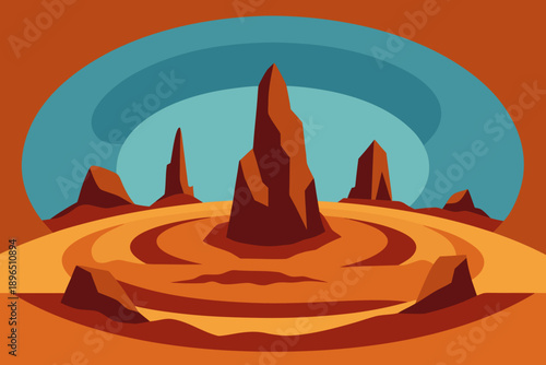 Surreal Rock Formations in Circular Field