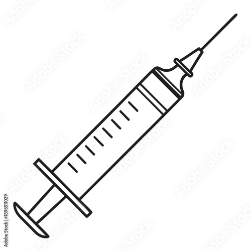 Medical syringe with needle for injection or vaccination