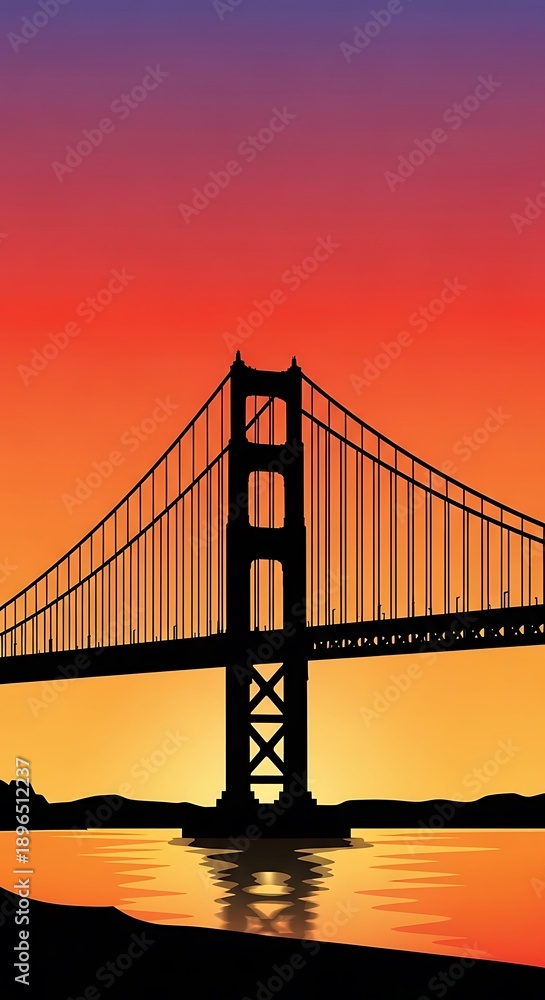 Fototapeta premium Golden Gate Bridge at Sunset Silhouette.