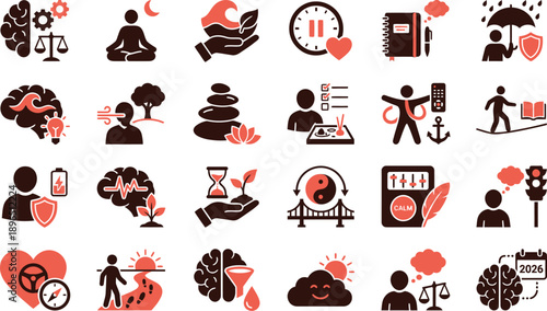 Visual representation of personal finance concepts including budgeting, saving, and investing icons in a modern, illustrative style from a straightforward viewpoint