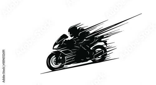 Speeding motorcycle rider in motion