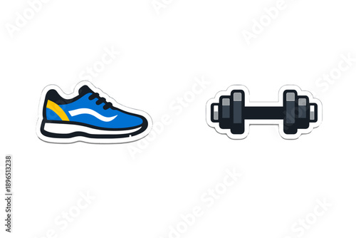 Running shoe and dumbbell icons shown side by side for fitness and exercise topics