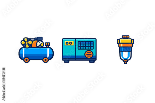 Understanding the components of a compressed air system with a compressor, receiver tank, and filter in a workshop setting