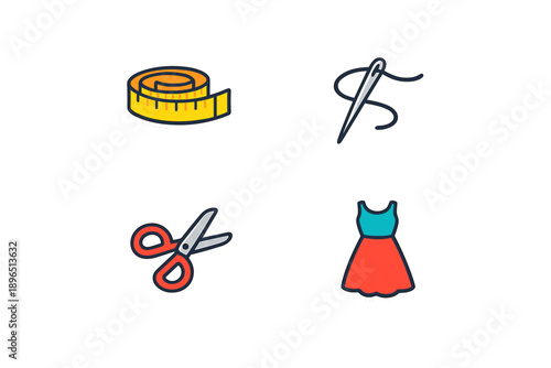 Crafting tools are used for sewing clothes in a creative space during the day by individuals who enjoy working with textiles