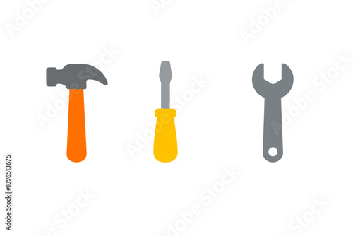 Different types of hand tools shown on a plain background with no additional objects present