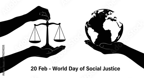 Hands holding earth and scales of justice promoting global fairness
