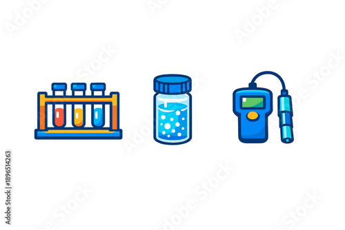 Displays of laboratory tools for experiments in a science classroom setting during a daytime session
