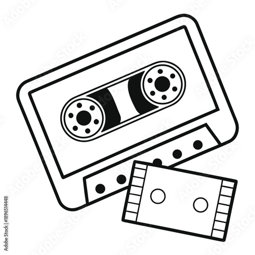 Retro audio cassette and film reel in stylish design