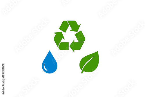 Symbol representing recycling with water droplet and leaf, emphasizing the importance of environmental conservation and sustainable practices for future generations