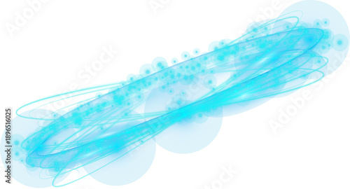 Abstract light trails forming a dynamic sweeping curve on a white background