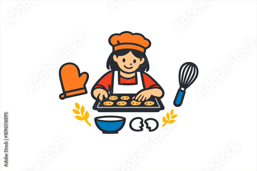 Baking cookies in a kitchen with a cheerful baker during the afternoon