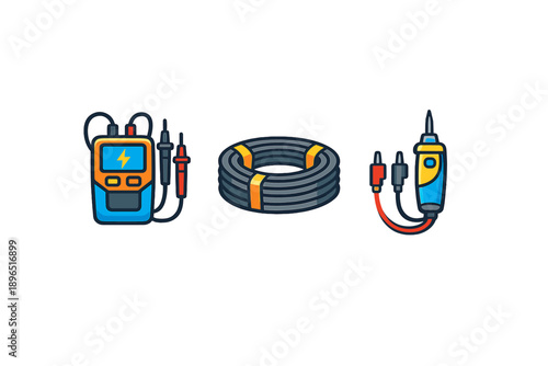 Electric tools and equipment for wiring and installation tasks in various settings where electrical work is required during the day
