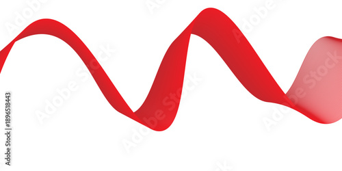 A shiny red satin ribbon tied into a decorative bow isolated on a white background as a symbol of love and celebration for a Christmas gift, Valentine's Day present, or birthday holiday ornament