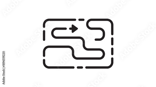 Simple maze icon in modern minimalist design with black lines on white background for user interface