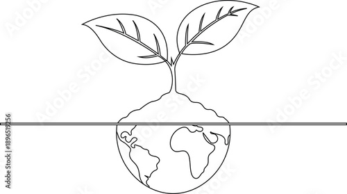 A delicate plant grows from the earth symbolizing global environmental growth
