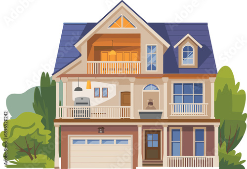 Beautiful house vector on white background.