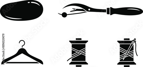 Collection of clothing repair and sewing icons