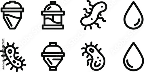 Collection of probiotics and gut health icons