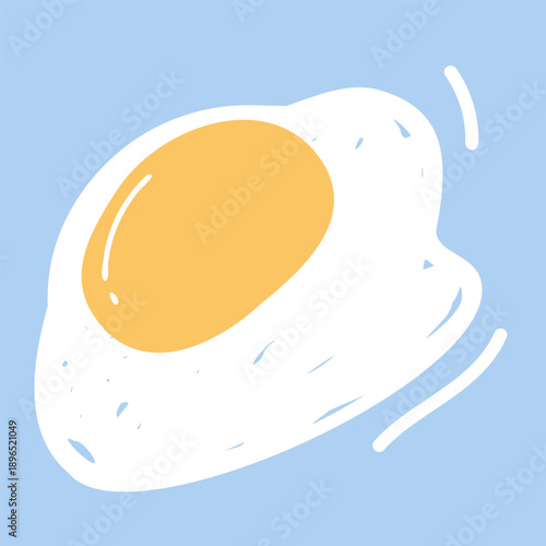 Kawaii style fried egg for blog or journal, morning meal and protein snack, cozy kitchen art, decorative memo and sticker graphic