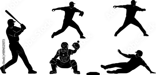 set of baseball silhouettes