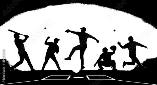 set of baseball silhouettes