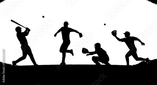 set of baseball silhouettes