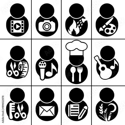 Solid black icon vector set featuring everyday objects and symbols. Ideal for UI design, mobile apps, dashboards, and infographic layouts