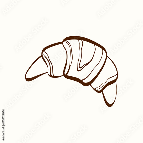 Fresh croissant with soft curved shape. Cozy bakery element for cafe menus, breakfast branding, packaging, stickers and coffee shop visuals