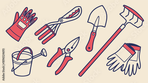 Gardening Tools Set Illustration for Spring Planting Projects Website Banners Seasonal Home Improvement Design Elements