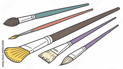 Assorted Paint Brushes Collection for Art Projects Illustration Design Crafting Hobbies Creative Inspiration
