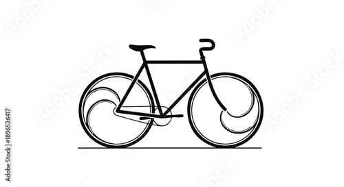Simple bicycle illustration in black line art style
