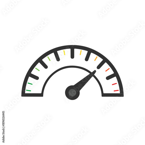 Performance Level Indicator Gauge Speedometer Icon for Rating Risk Efficiency and Measurement.