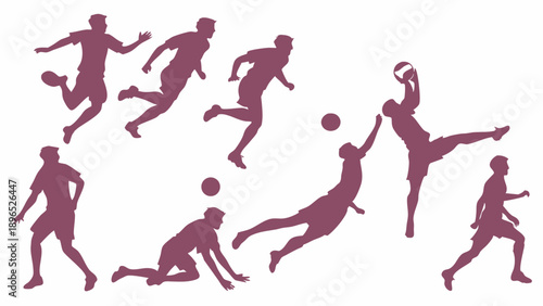 Dynamic Soccer Football Player Silhouettes Action Sequence for Sports Web Design Fitness Advertising and Athletic Event Promotion