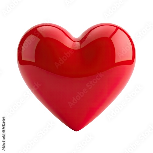 A red heart shaped object on a white background