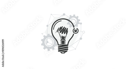 Innovative Idea Light Bulb with Gears and Clockwork Mechanism.
