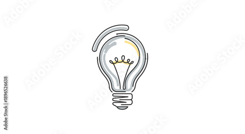 Simple Hand Drawn Light Bulb Illustration with Idea Symbol.